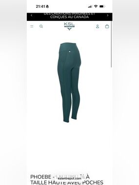 KSL Phoebe High-Waist Leggings in Deep Teal with Pockets. Worn once!